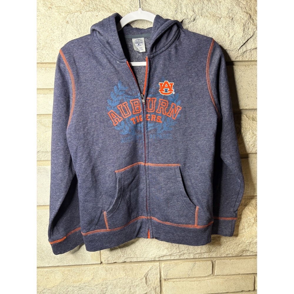 Rivalry Threads Auburn Tigers Zip Up Hoodie Heather Navy Orange Youth XL 14/16